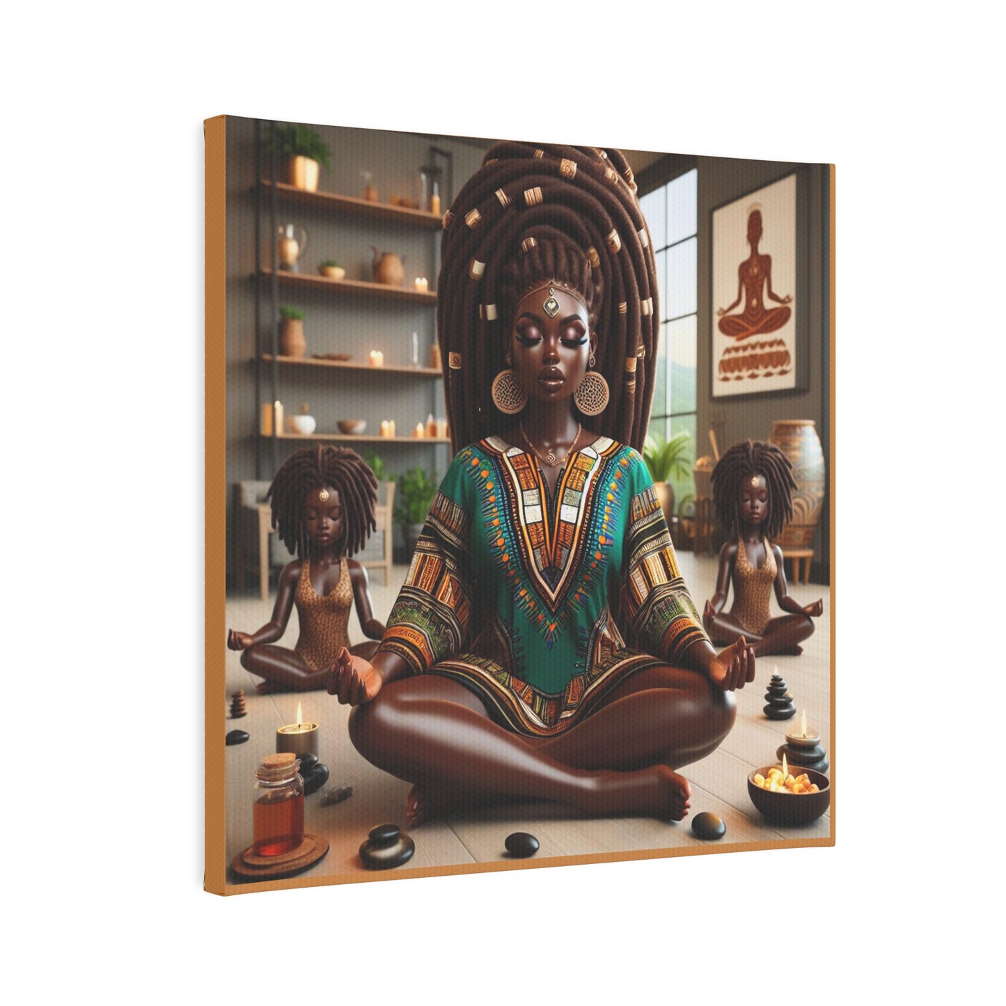 Meditation(green) Canvas Photo Tile