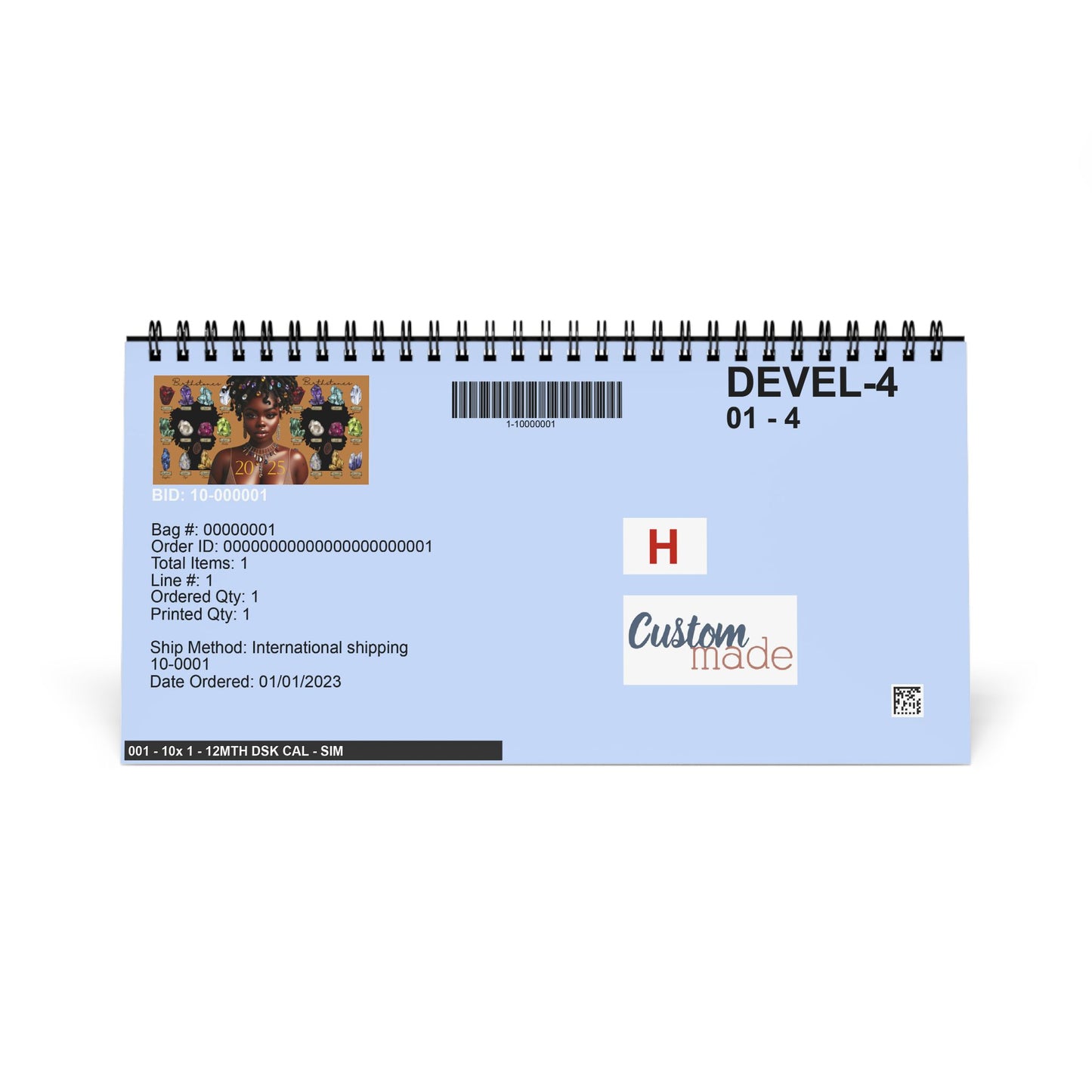 Birthstone Desktop Calendar (2025 grid)