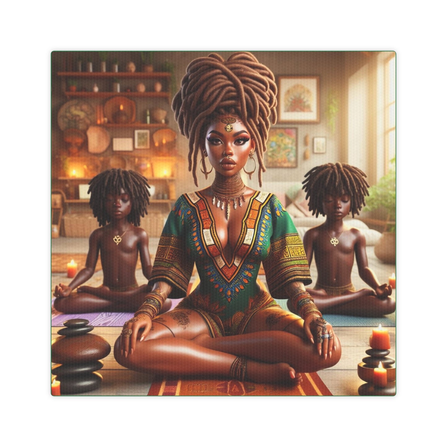 Mediation dark green Canvas Photo Tile