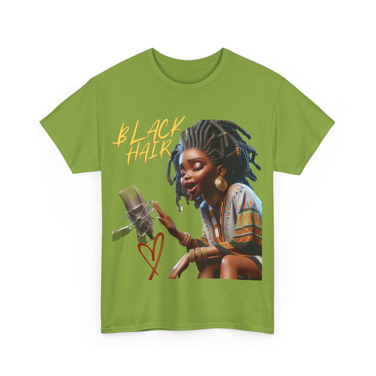 Copy of   Black Hair (sing girl)Unisex Heavy Cotton Tee