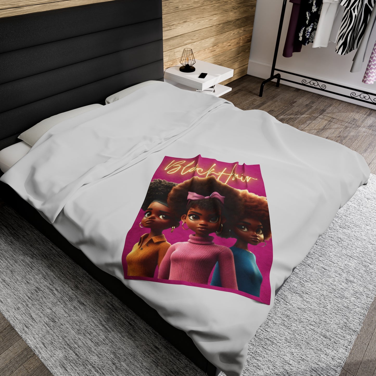 Black Girl Hair Velveteen Plush Blanket