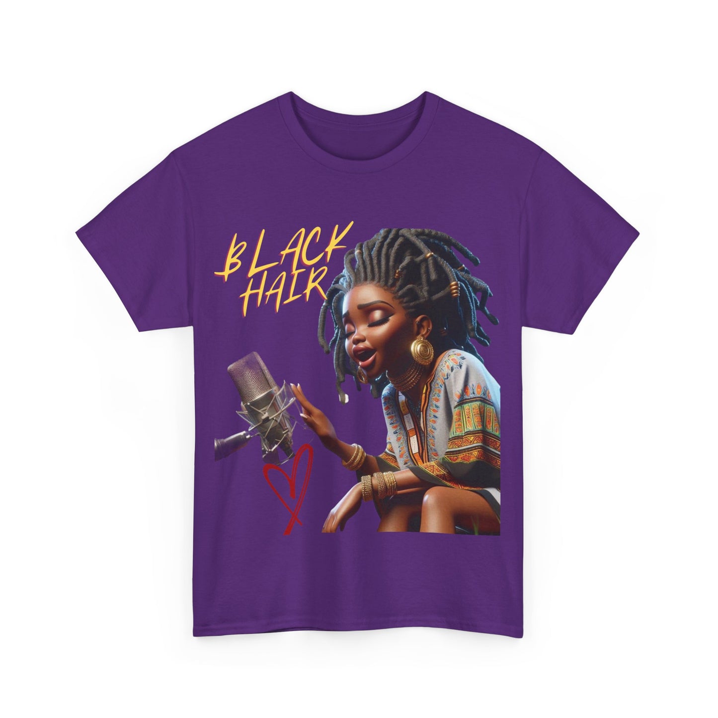 Copy of   Black Hair (sing girl)Unisex Heavy Cotton Tee