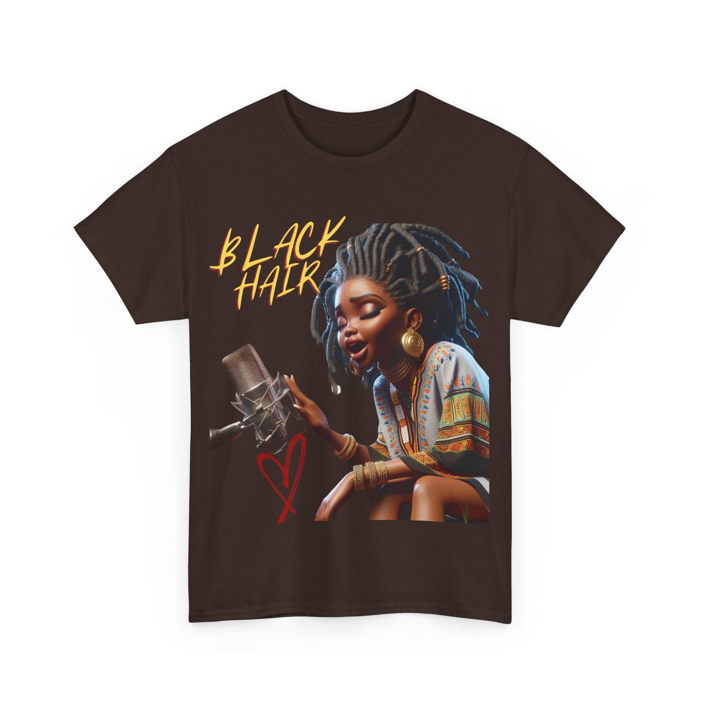 Copy of   Black Hair (sing girl)Unisex Heavy Cotton Tee