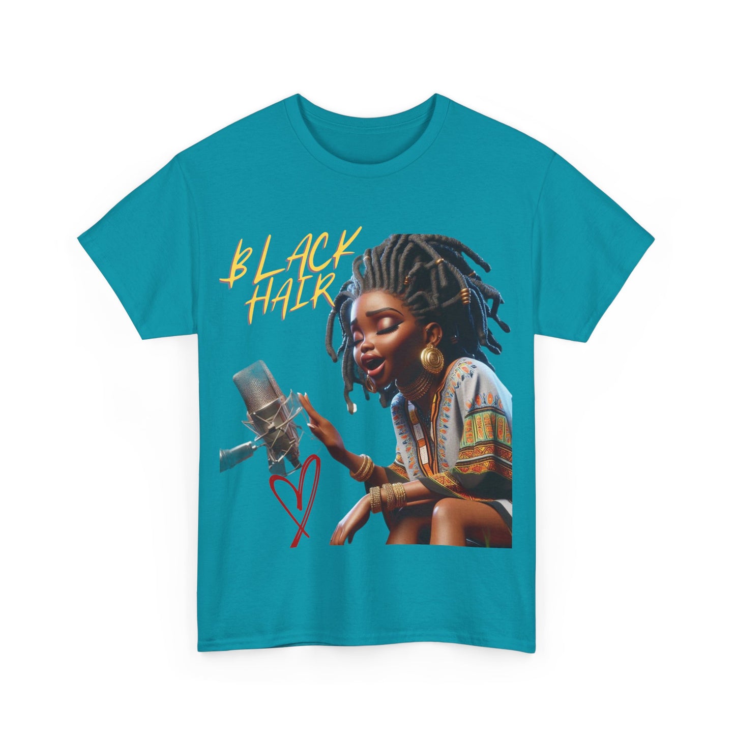 Copy of   Black Hair (sing girl)Unisex Heavy Cotton Tee