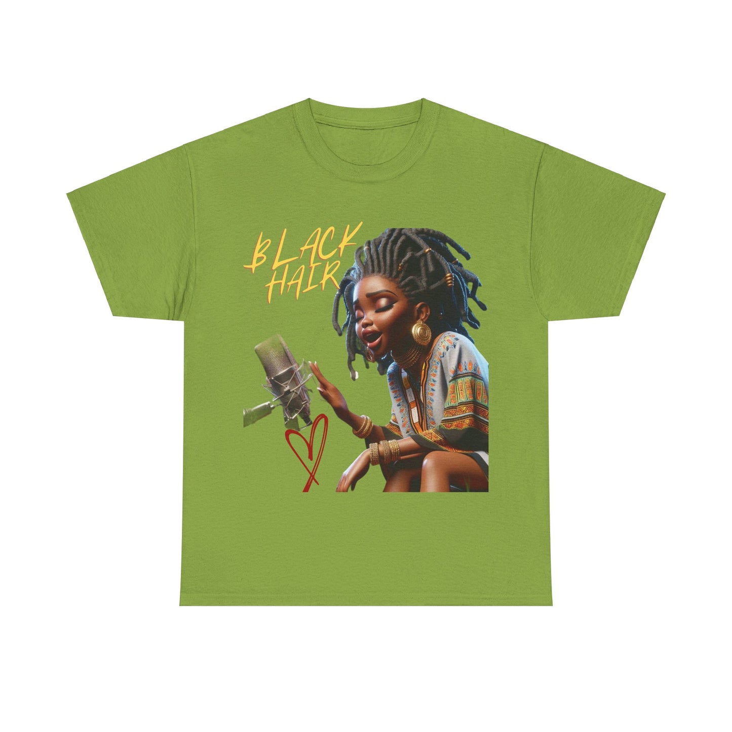 Copy of   Black Hair (sing girl)Unisex Heavy Cotton Tee