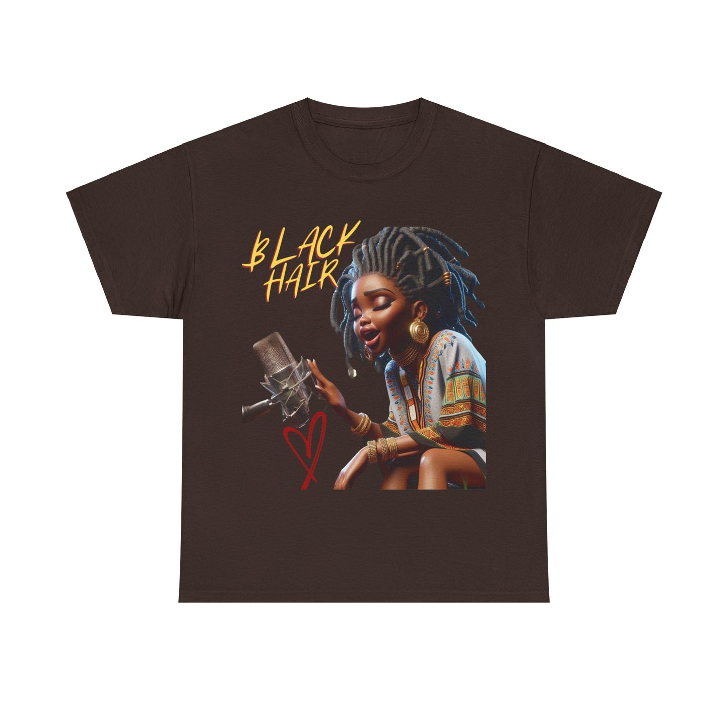 Copy of   Black Hair (sing girl)Unisex Heavy Cotton Tee