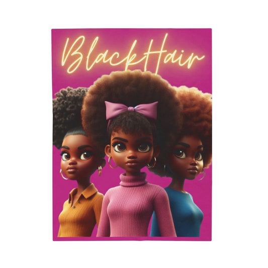 Black Girl Hair Velveteen Plush Blanket