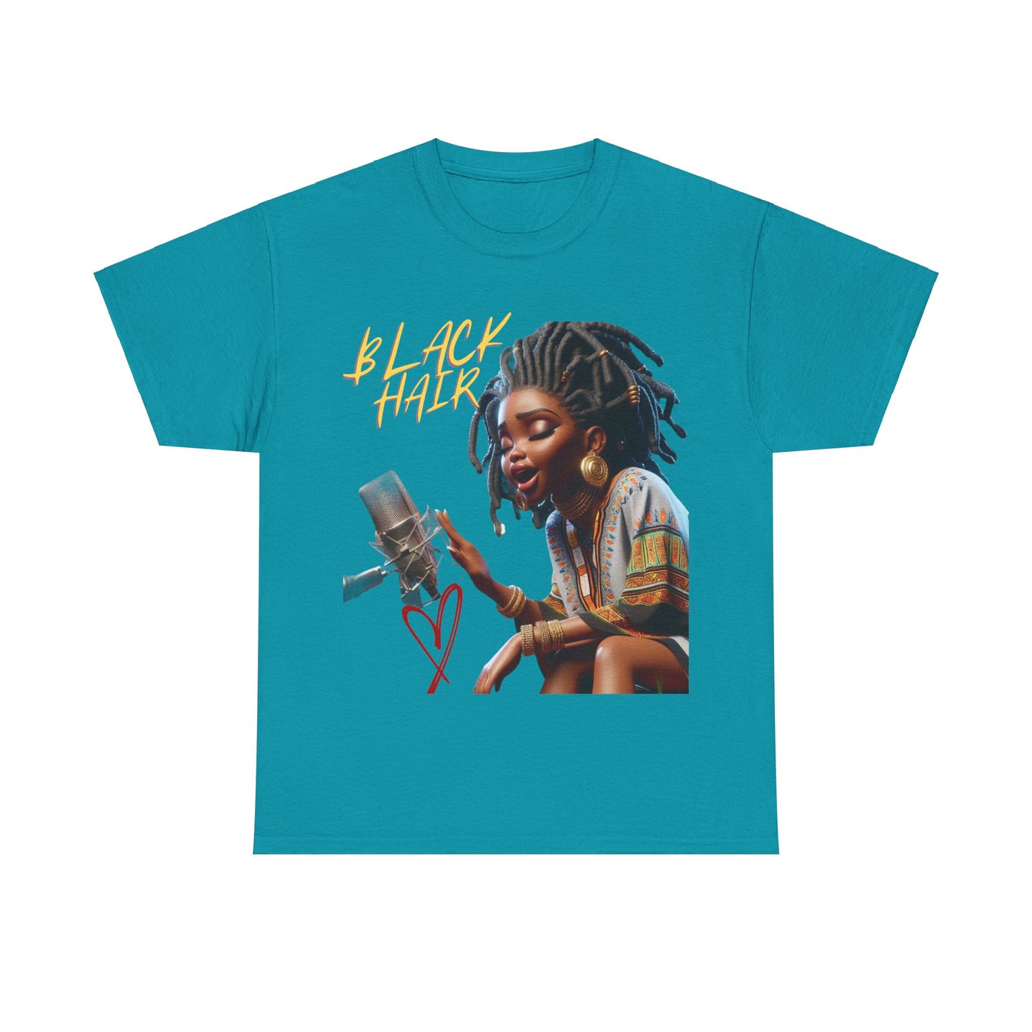 Copy of   Black Hair (sing girl)Unisex Heavy Cotton Tee